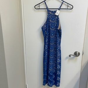 Blue lacy midi dress